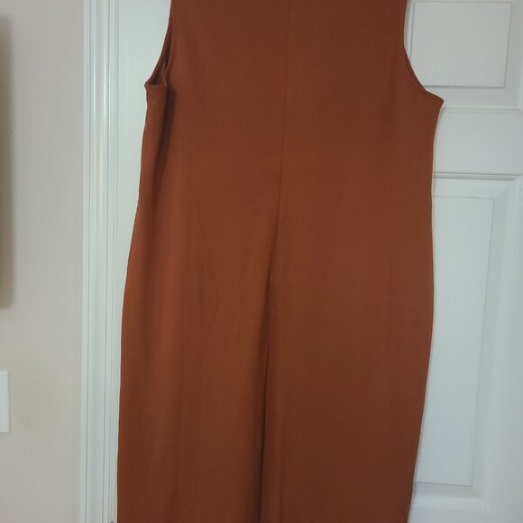 Colleen Lopez fall sleeveless rust dress faux leather 1X - Picture 8 of 8